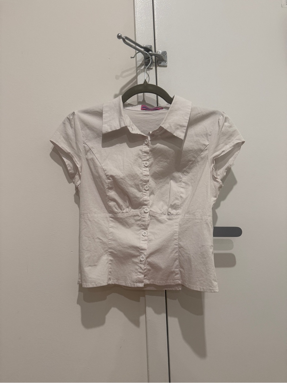 Edikted White Short-Sleeve Button Shirt🤍